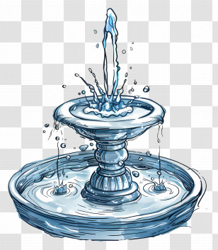 Fountain Water - Artistic Water Fountain Illustration Transparent PNG