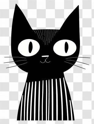 Kuromi - Black Cat Illustration In Minimalist Style Transparent PNG