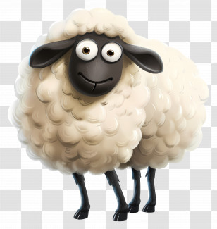 Animated Sheep - Adorable Cartoon Sheep Illustration Transparent PNG