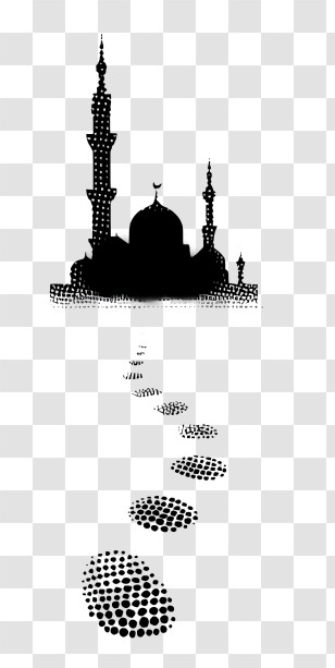 Footprints Leading To Medina - Silhouette Mosque With Pathway Transparent PNG