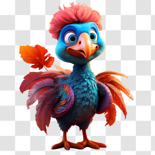 Thanksgiving Turkey - Vibrant Cartoon Bird With Colorful Feathers Transparent PNG
