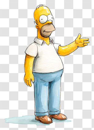 Watercolor Homer Simpson - Famous Cartoon Character Transparent PNG
