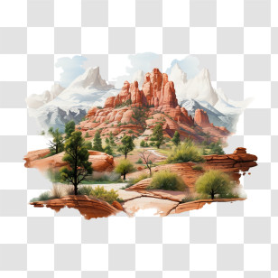 National Park Service Founders Day - Rocky Landscape With Greenery Artwork Transparent PNG