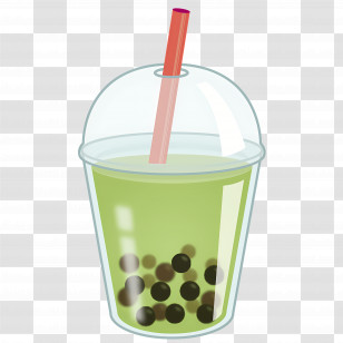 Bubble Tea - Bubble Tea With Green Tea And Tapioca Pearls Transparent PNG