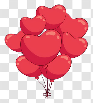 Heart Balloons - Red Heart-Shaped Balloons Illustration Transparent PNG