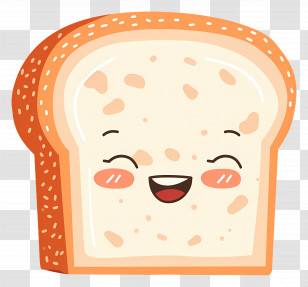 Cute Bread - Smiling Cartoon Bread Slice With Fun Expression Transparent PNG