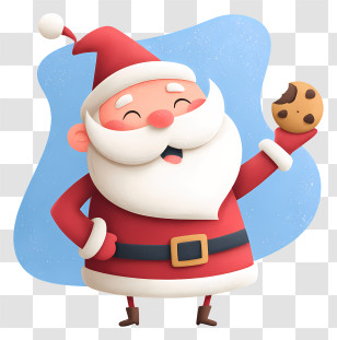 Santa Claus Holds Cookie - Cute Santa Holding A Cookie Transparent PNG
