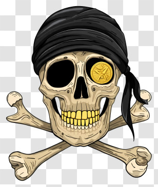 Pirate Skull And Crossbones - Pirate Skull With Crossbones And Gold Coin Transparent PNG