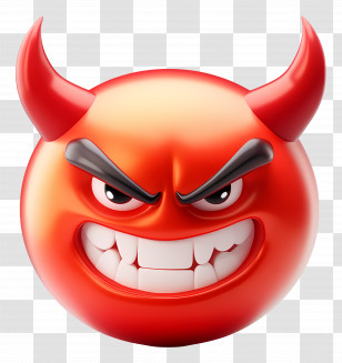 Emoji Devil - Angry Red Devil Emoji With Horns Transparent PNG