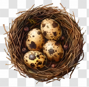 Bird Eggs - Quail Eggs In A Rustic Nest Transparent PNG