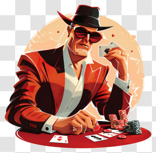 Casino - Poker Player Illustration In Casino Setting Transparent PNG