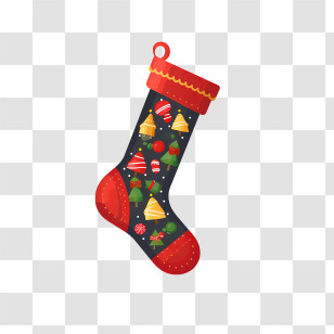 Christmas Stocking - Decorated Christmas Stocking With Festive Designs Transparent PNG
