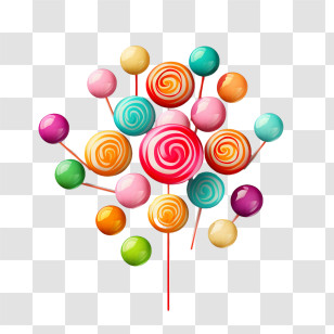 National Lollipop Day - Vibrant Colorful Lollipop Arrangement Transparent PNG