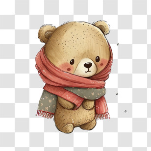 Kawaii Bear
 - Cute Teddy Bear Wearing A Winter Scarf Transparent PNG