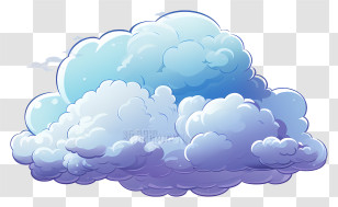 Cartoon Cloud - Cartoon Blue And White Fluffy Clouds Transparent PNG