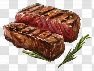 Beef Steak - Grilled Steak With Rosemary Illustration Transparent PNG