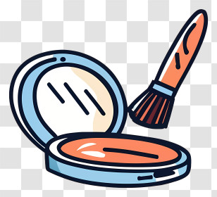 Cartoon - Compact Powder And Brush Illustration For Beauty Concepts Transparent PNG
