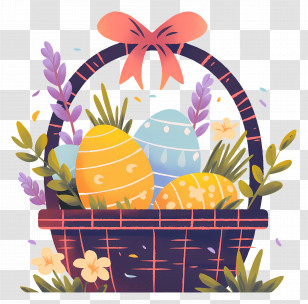 Personalized Easter Baskets - Easter Egg Basket With Flowers Transparent PNG