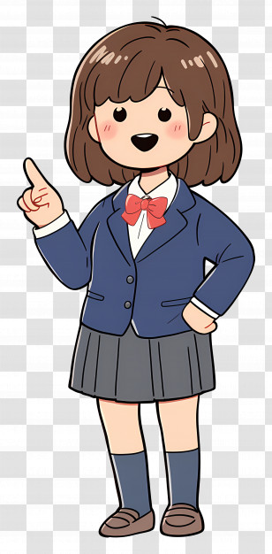 Cartoon Student - Cute Schoolgirl Cartoon Illustration Transparent PNG