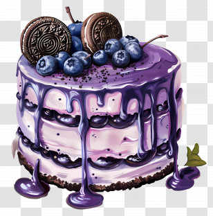 Blueberry Cake - Blueberry Layered Cake With Dripping Purple Glaze Transparent PNG