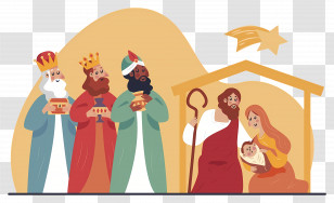 Christmas Nativity Scene - Nativity Scene With Three Wise Men Transparent PNG