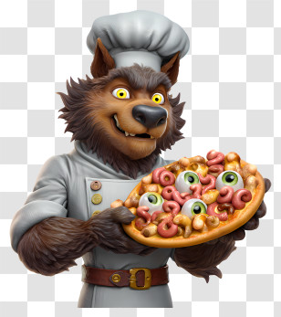 Werewolf Chef - Werewolf Chef Holding Creepy Pizza Transparent PNG
