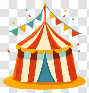 Circus Tent - Colorful Circus Tent With Flags Transparent PNG