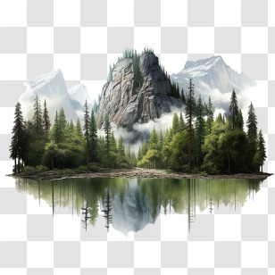 National Park Service Founders Day - Mountain Landscape With Forest And Lake Transparent PNG