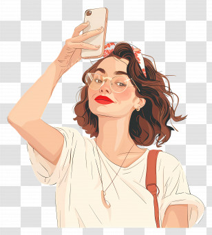Woman Taking Selfie - Young Woman Taking A Selfie Transparent PNG