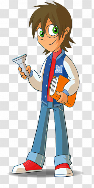 Cartoon Character - Cartoon Character With Book And Microphone Transparent PNG