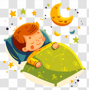 Sleeping Boy - Child Sleeping Illustration With Moon And Stars Transparent PNG