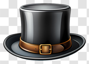 Top Hat - Black Top Hat With Buckle Detail Transparent PNG