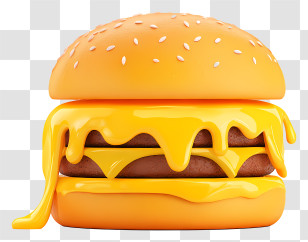 Cheese Burger Melted - Cheesy Burger Cartoon Illustration Transparent PNG