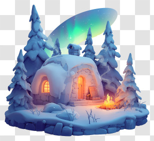 Aurora Over Igloo - Cozy Igloo Under Aurora Transparent PNG