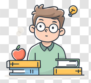 Education Icon - Cartoon Student With Books Transparent PNG