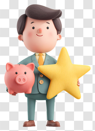 Businessman Holding A Star - Businessman Holding Piggy Bank And Star Transparent PNG