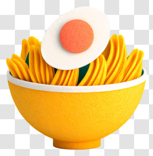 Bowl Of Noodles With Egg - Bowl Of Yellow Noodles With Egg Transparent PNG