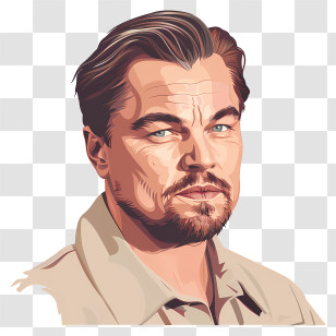 Leonardo Dicaprio - Stylized Male Portrait Illustration Transparent PNG