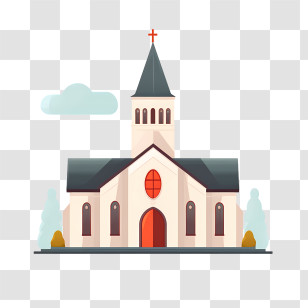 Church - Beautiful Church Artwork With Bell Tower Transparent PNG