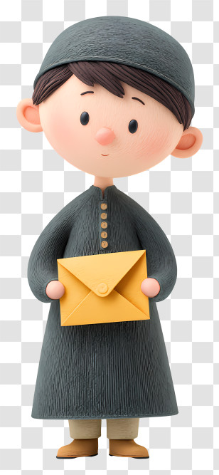 Muslim Boy Holding Envelope - Boy Holding Yellow Envelope Transparent PNG