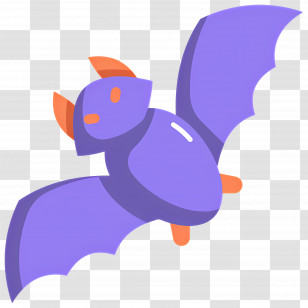 Halloween Bat - Cute Purple Bat Icon For Halloween Transparent PNG