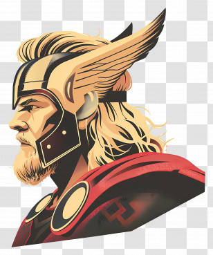 Thor Head - Warrior Portrait Illustration With Winged Helmet Transparent PNG