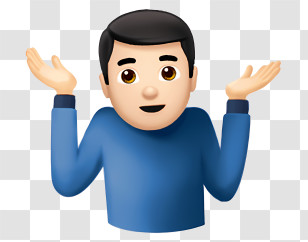 Emoji - Shrugging Emoji In Blue Shirt Transparent PNG