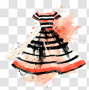 Striped Dress - Stylish Striped Dress Illustration Transparent PNG