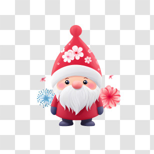 Christmas Gnome - Cheerful Santa Claus Gnome Illustration Transparent PNG