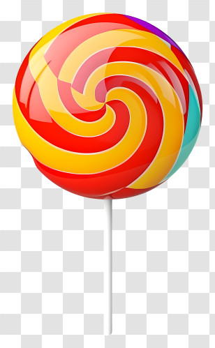 Lollipop - Brightly Swirled Lollipop Candy Illustration Transparent PNG