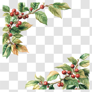Coffee Border - Coffee Plant Branches Transparent PNG