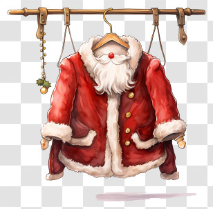 Santa Claus - Santa Suit On Hanger Transparent PNG