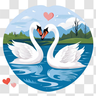 Swan - Swans In Love On A Lake Transparent PNG