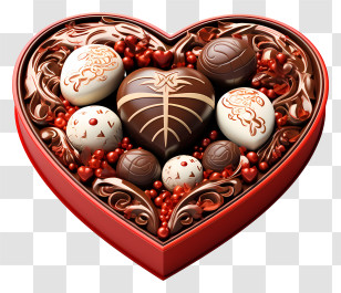 Chocolate - Heart-Shaped Chocolate Box For Valentine Celebrations Transparent PNG